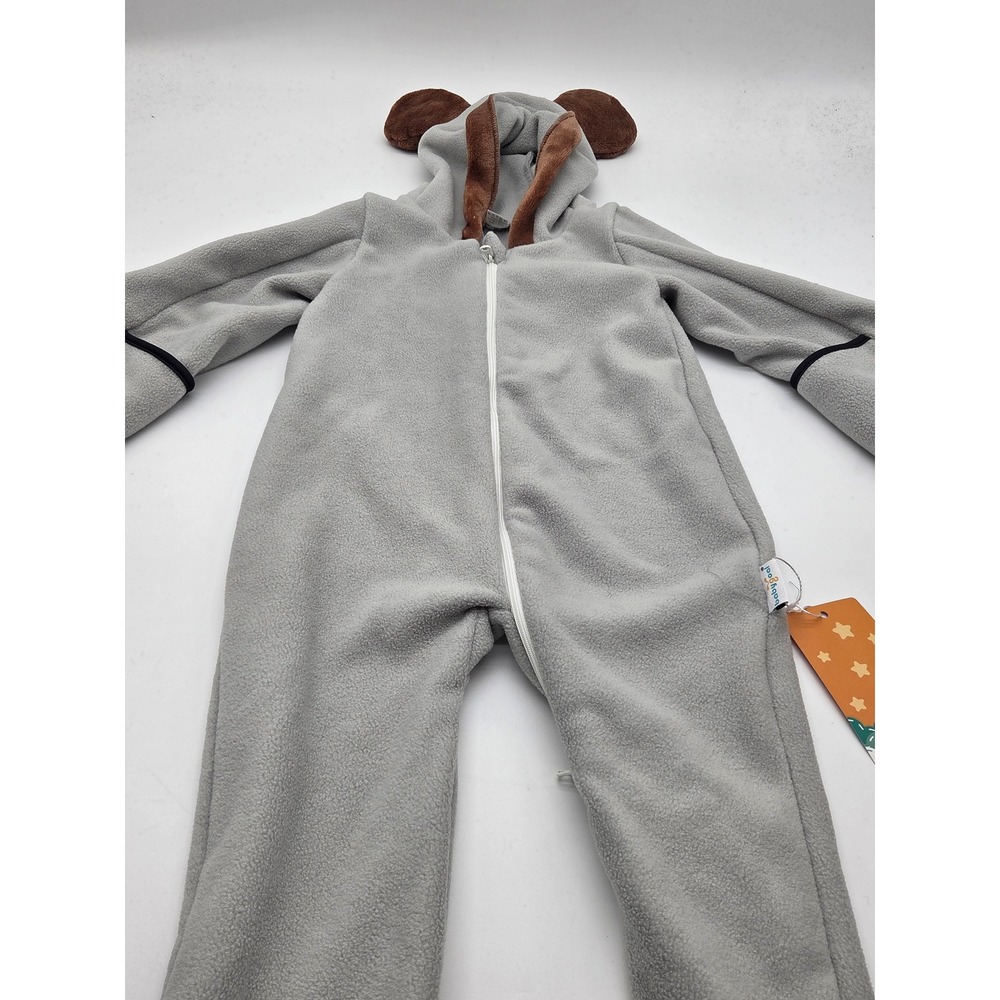 Babygoal Gray Fleece Bear Hooded One Piece Romper 12-18 Months 101-870